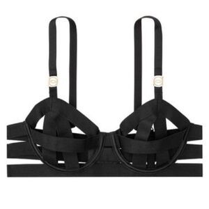 New! Victorias Secret luxe banded black strappy cage bra 20050